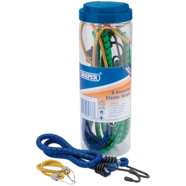 cauden Bungee Cords – 8 Piece Strong Elastic Strap Set