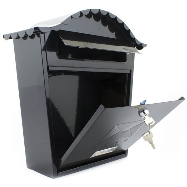 cauden Classic Style Post Box Black – Durable Outdoor Mailbox - Image 2